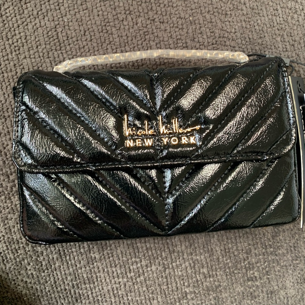 Nicole Miller Black Quilted Chain Bag Crossbody Purse Small Brand NWT 🌴